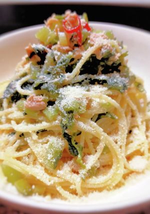 簡単！絶品！野沢菜漬けとツナ缶のパスタ-レシピのメイン写真