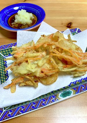 かき揚げ　人参とゴボウと玉ねぎの天ぷら-レシピのメイン写真