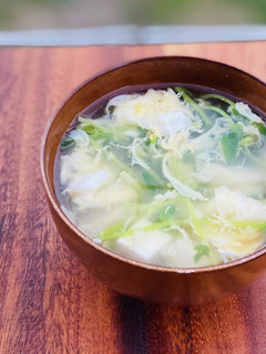 すぐできる!豆腐と豆苗の白だしスープ。-レシピのメイン写真