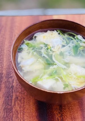 すぐできる！豆腐と豆苗の白だしスープ。-レシピのメイン写真