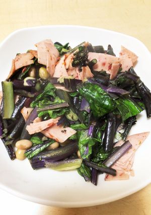 紅菜苔とハムの麺つゆさっと炒め-レシピのメイン写真