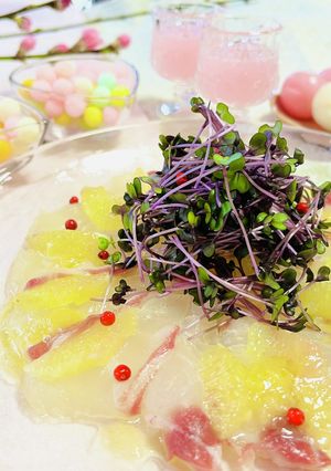 鯛と柑橘のカルパッチョ☆桃香るソース-レシピのメイン写真