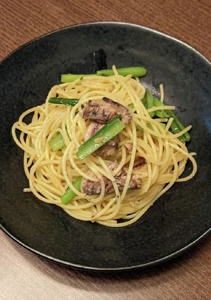 オイルサーディンと小松菜のペペロンチーノ-レシピのメイン写真