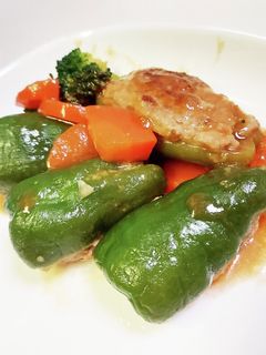 ピーマンの肉詰め ケチャップソース煮-レシピのメイン写真