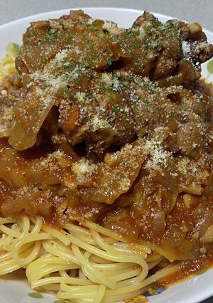 手羽元赤ワイントマト煮込みパスタ-レシピのメイン写真