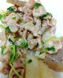めんつゆで簡単♪長芋と蒟蒻の豚肉炒め