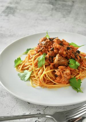 【サバ缶で作る】さばラグーパスタ-レシピのメイン写真