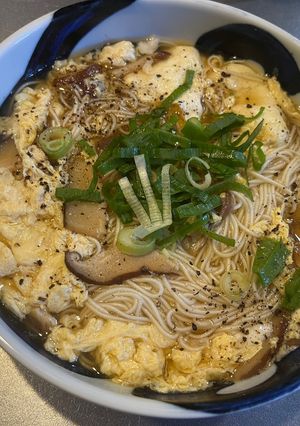 梅入りかきたま椎茸温そうめん-レシピのメイン写真