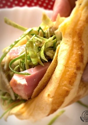 厚切ベーコンとキャベツのパンケーキサンド-レシピのメイン写真
