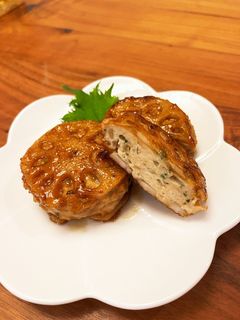 れんこんのはさみ焼き(つくねバーグ)-レシピのメイン写真