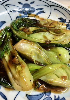 チンゲン菜のにんにく黒こしょうあんかけ-レシピのメイン写真