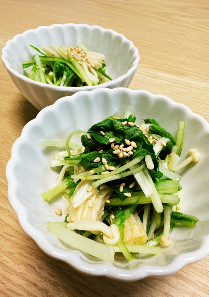 レンジで簡単副菜☆水菜とえのきのお浸し-レシピのメイン写真