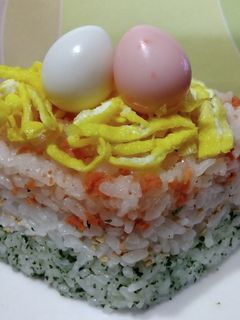 ひな祭りに!ひし餅風押し寿司-レシピのメイン写真