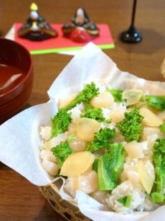 菜の花とほたてのちらし寿司-レシピのメイン写真