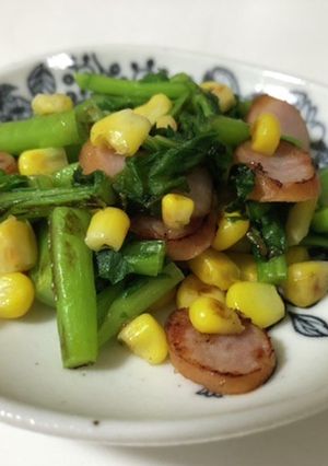 青菜のウインナーとコーン炒め-レシピのメイン写真