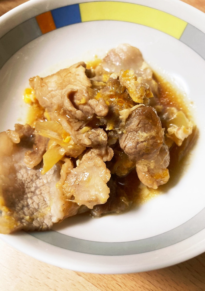 豚ロース薄切り肉のすき煮、卵とじ-レシピのメイン写真