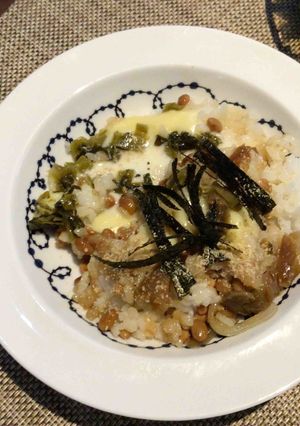 チーズと納豆のリゾット(残り物利用)-レシピのメイン写真