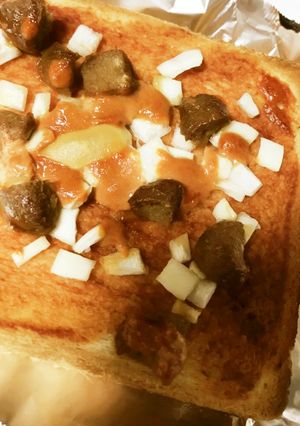 ミートボールと玉ねぎのケチャップトースト-レシピのメイン写真