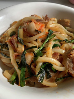 瞬殺ニラ豚キムチうどん-レシピのメイン写真
