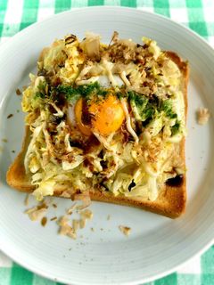 お好み焼き風オープンサンド-レシピのメイン写真