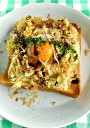 お好み焼き風オープンサンド-レシピのメイン写真