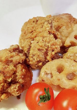 さくっと☆れんこんと鶏ももの竜田風唐揚げ-レシピのメイン写真