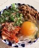 簡単4色つるネバうどん（糖質ゼロ麺使用）