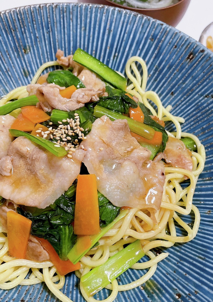 豚こまと小松菜のあんかけ焼きそば-レシピのメイン写真
