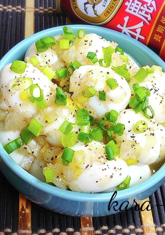 簡単おつまみ♪中華風ねぎ塩うずら味玉-レシピのメイン写真