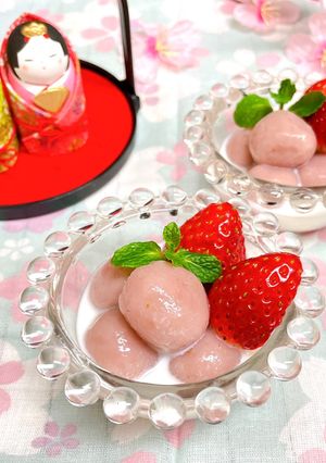 子供と一緒に♡いちご白玉ミルク♡ひな祭り-レシピのメイン写真