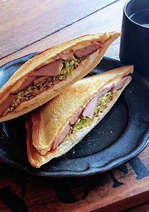 魚ニソ玉子のハニーケチャップホットサンド-レシピのメイン写真
