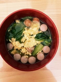 青梗菜とウインナーの卵スープ-レシピのメイン写真