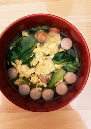 青梗菜とウインナーの卵スープ-レシピのメイン写真