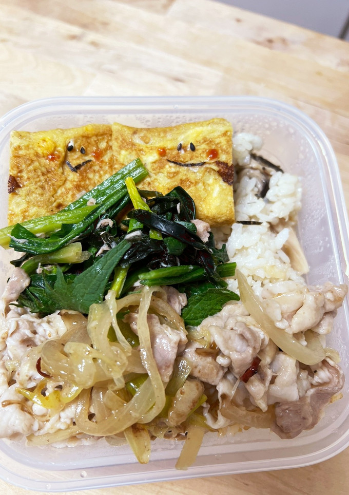 焼肉炒め☆ヒラタケの旨味炊き込みご飯弁当-レシピのメイン写真