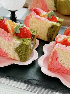 桜餡と抹茶de雛祭りシフォンケーキ by xxxBEBExxx 桜餡と抹茶de雛祭りシフォンケーキ by xxxBEBExxx