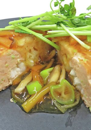 本マスと青森野菜のあんかけハンバーグ-レシピのメイン写真