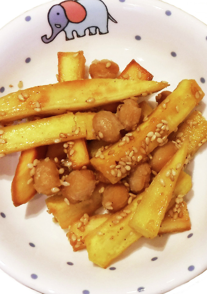【保育園給食】さつまいもと大豆の甘辛揚げ-レシピのメイン写真