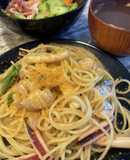 タラの芽とカラスミの海鮮パスタ