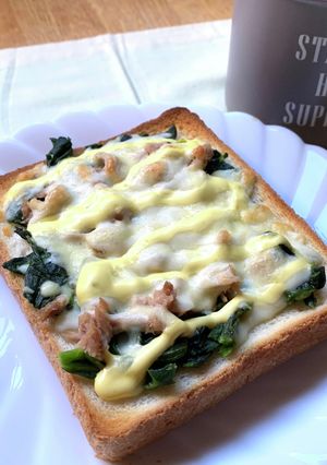 朝食に！ツナとほうれん草のチーズトースト-レシピのメイン写真