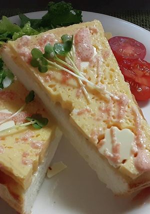 厚焼き玉子と明太マヨのオープンサンド-レシピのメイン写真
