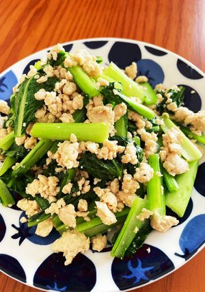 小松菜とひき肉の炒め物-レシピのメイン写真