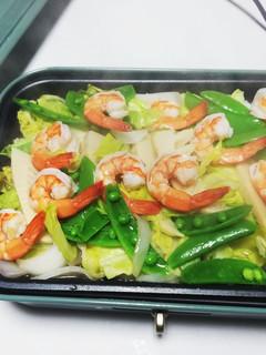 ホットプレートで春野菜と海老の蒸し焼き♪-レシピのメイン写真