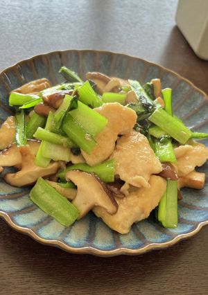 鶏胸肉柔らか！小松菜と椎茸の中華炒め-レシピのメイン写真