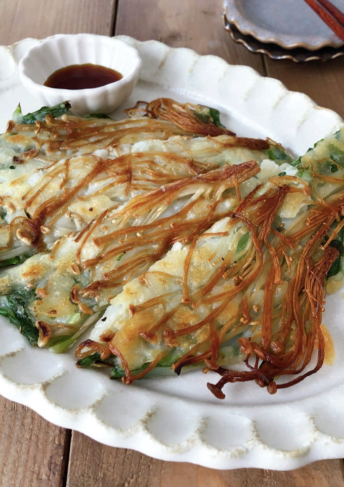 簡単♪米粉で和風ちぢみ／えのき茸-レシピのメイン写真