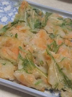 ほぐし鮭と水菜の和チヂミ-レシピのメイン写真