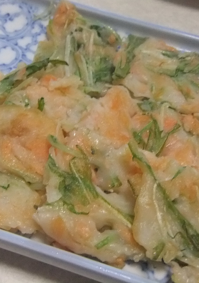 ほぐし鮭と水菜の和チヂミ-レシピのメイン写真