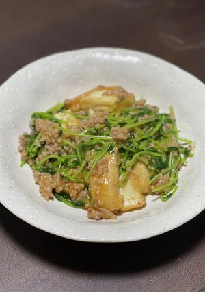 中華風厚揚げと豆苗のひき肉炒め♪-レシピのメイン写真