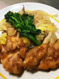 鶏もも肉焼きとモヤシ炒め添え-レシピのメイン写真