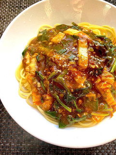 ほうれん草麻婆パスタ-レシピのメイン写真