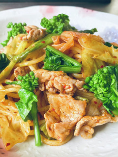 菜の花・キムチ焼きそば-レシピのメイン写真